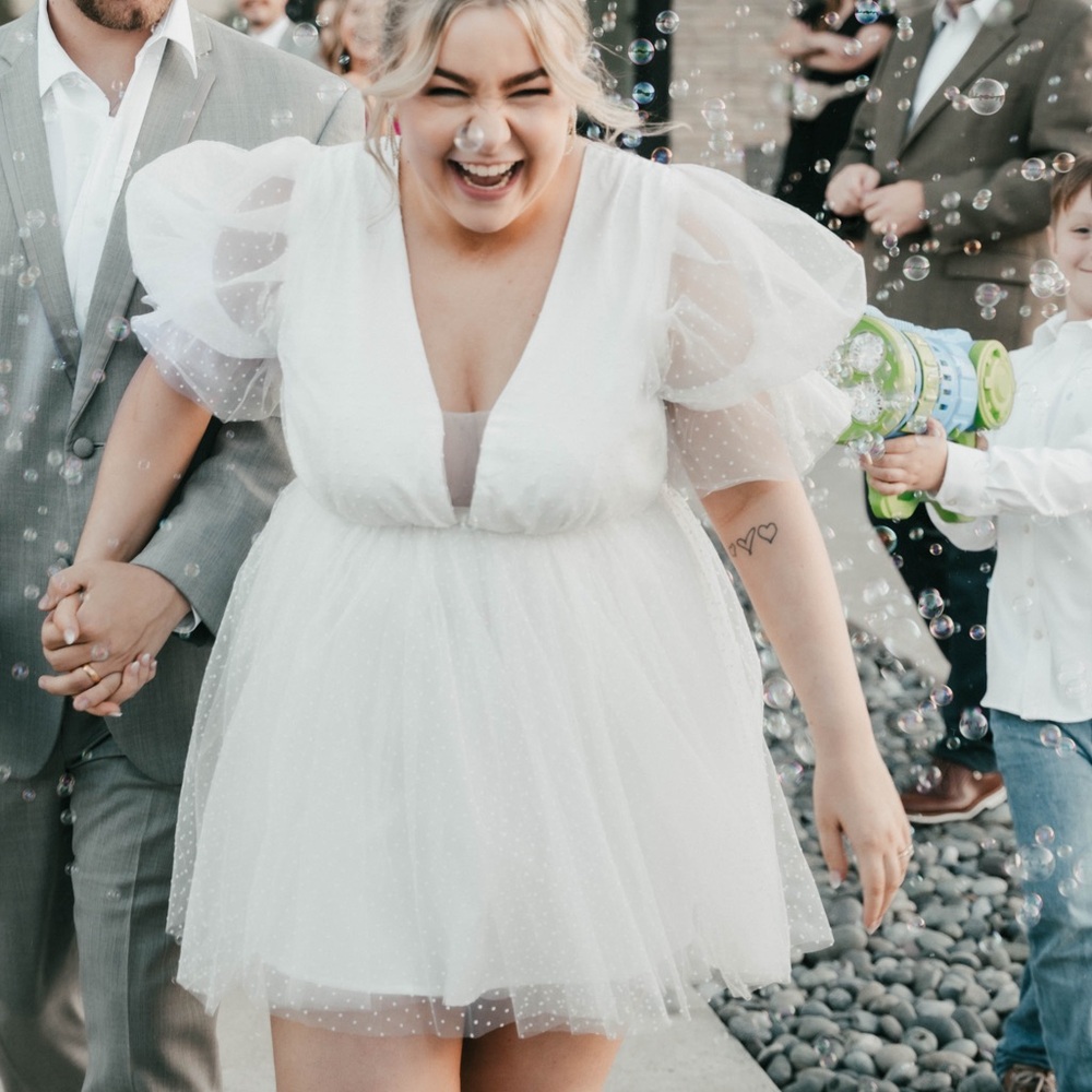 Short white reception dress